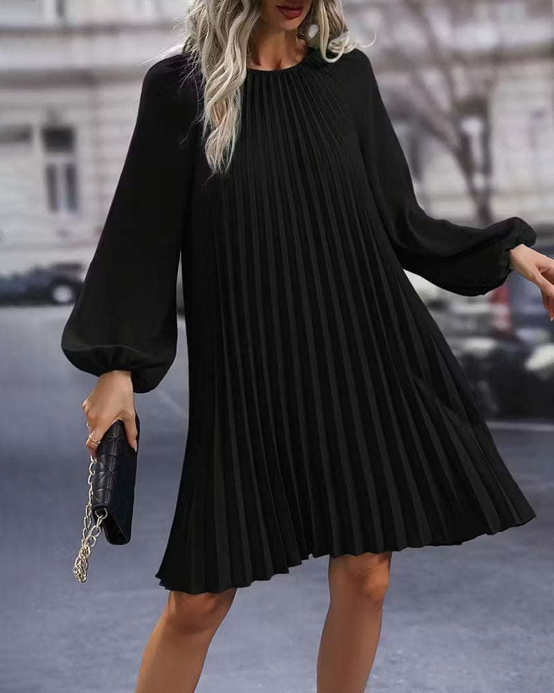 Robe Mode Couleur Unie Plissée