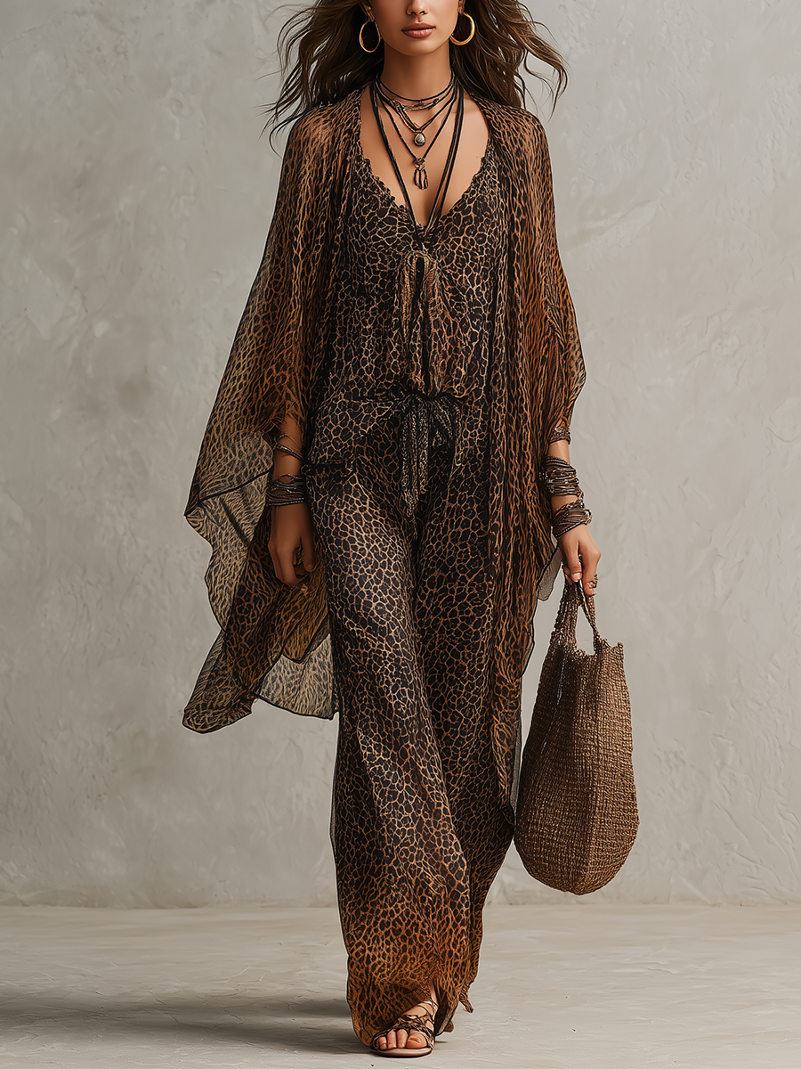 Clarisa | Vintage Leopard Print Three Piece Set