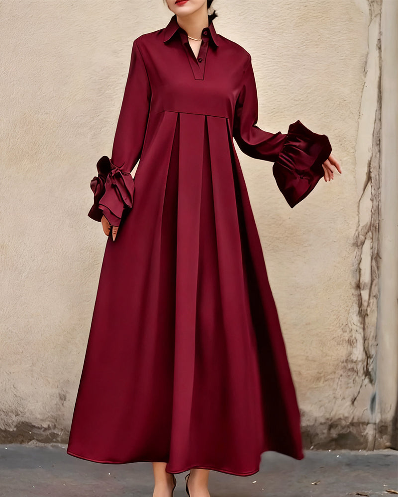 Robe Mode Col Chemise Évasé