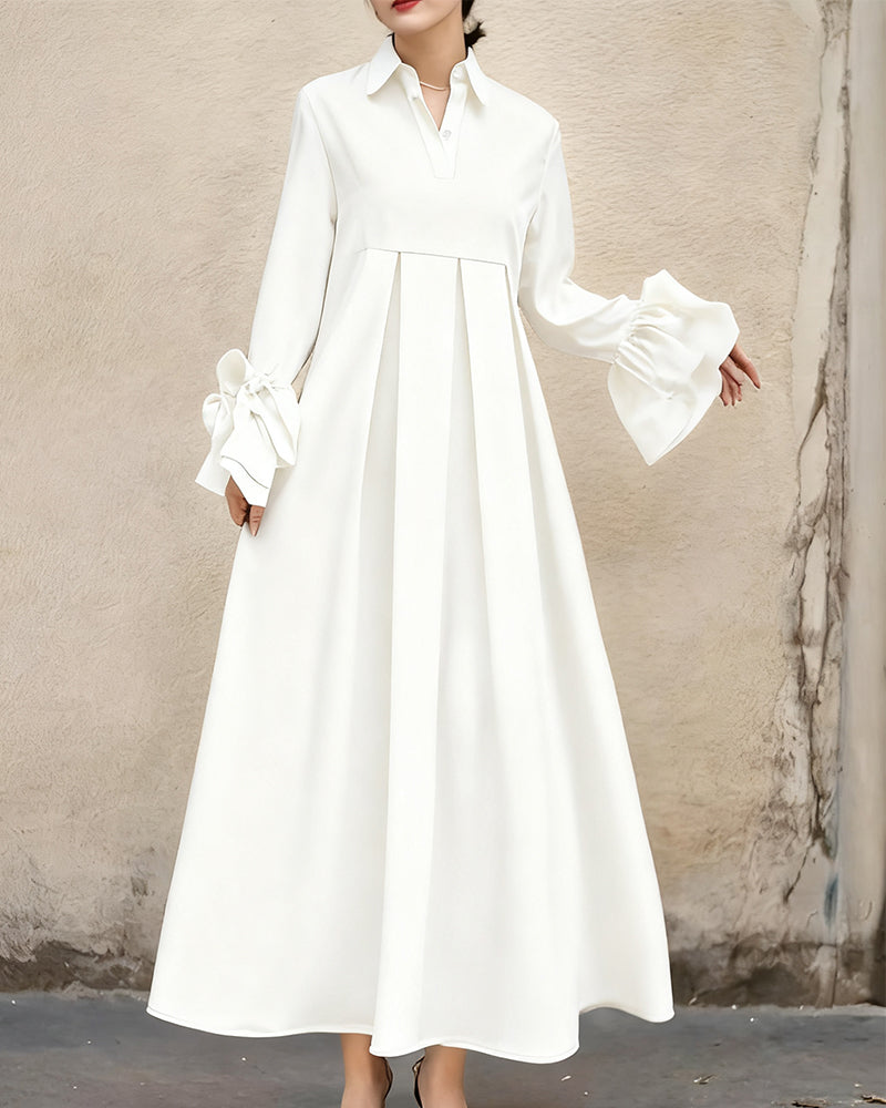 Robe Mode Col Chemise Évasé