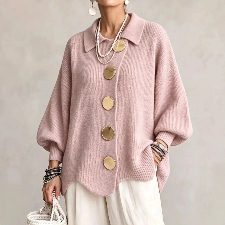 Kayda - Oversized Collared Button Cardigan