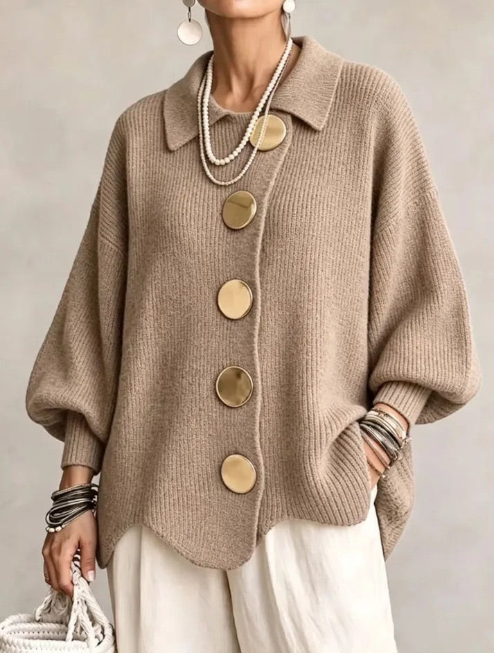 Kayda - Oversized Collared Button Cardigan