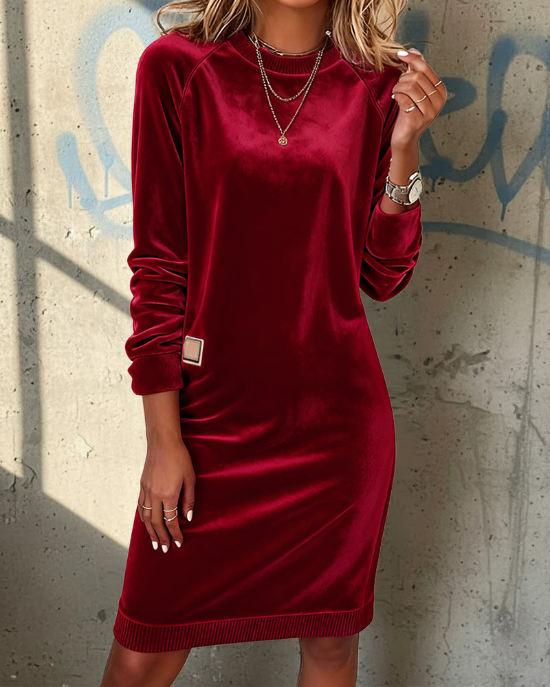 Robe Tendance Col Rond Manches Longues