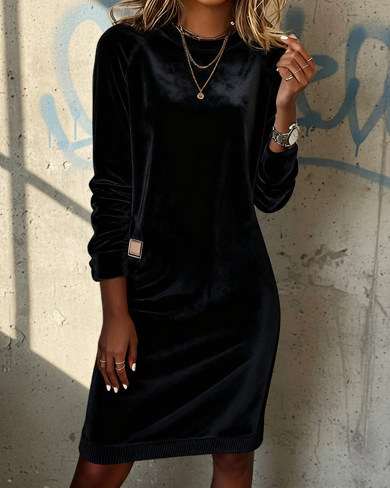 Robe Tendance Col Rond Manches Longues