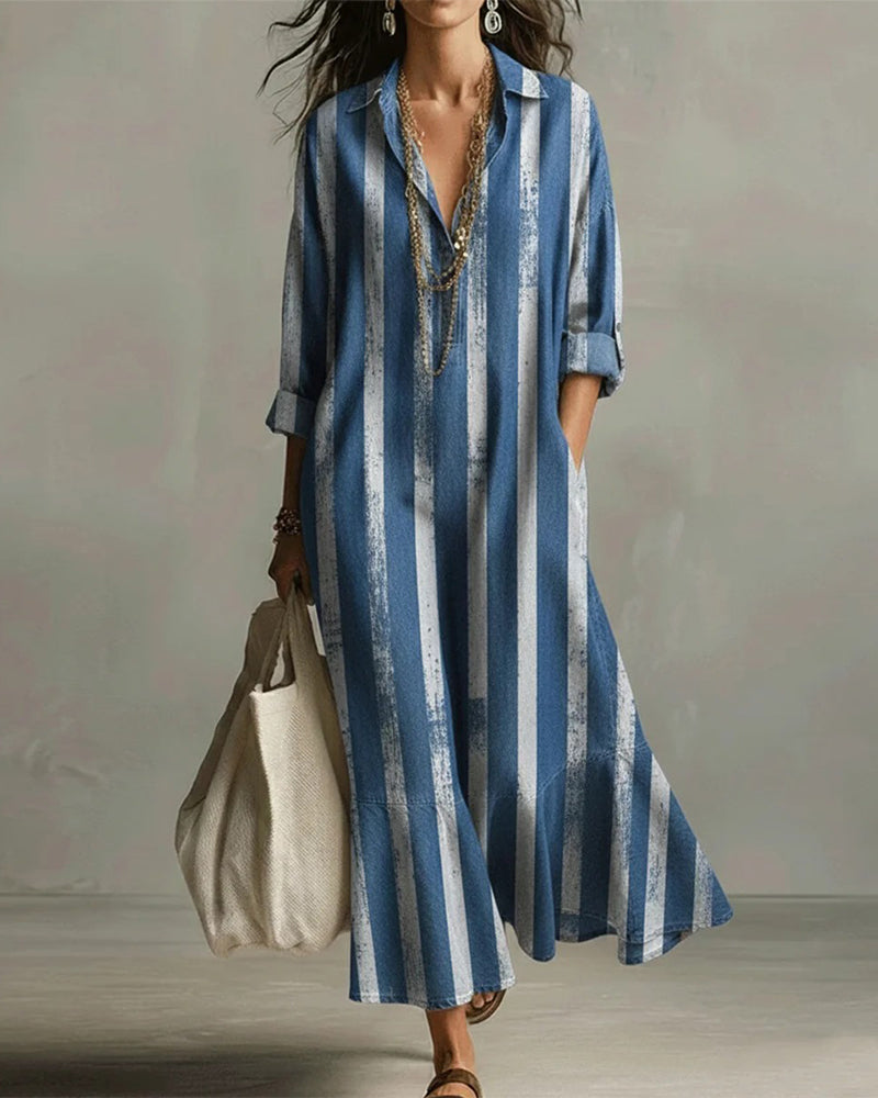 Robe Loose Rayures Verticales Longue