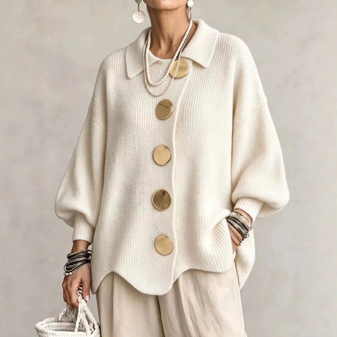 Kayda - Oversized Collared Button Cardigan