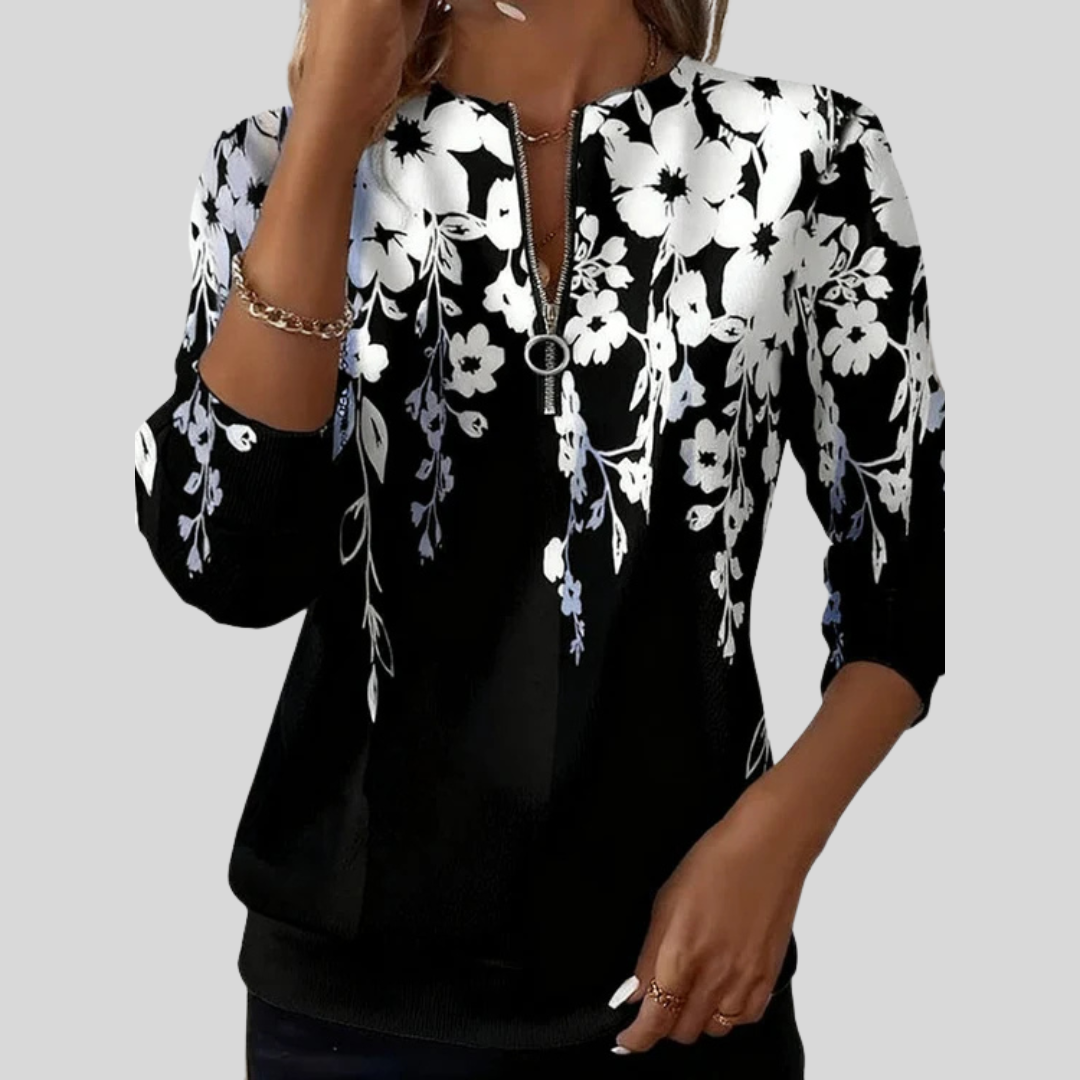 Charlie | Floral Print Zip Sweatshirt