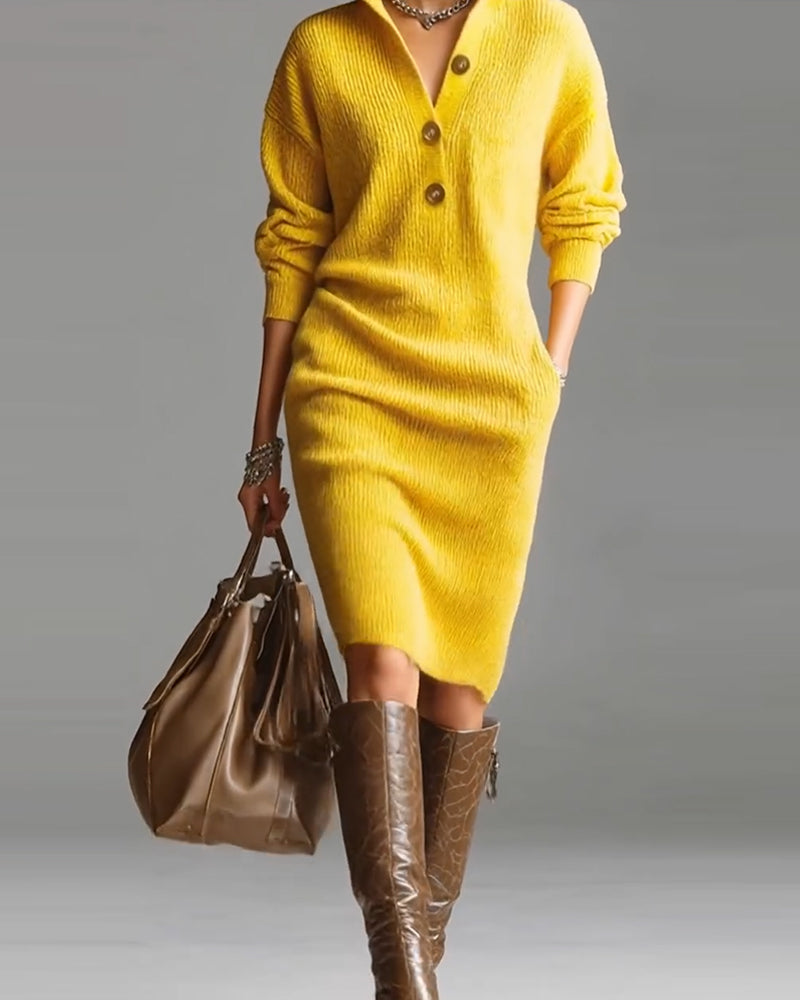 Robe pull décontractée de couleur unie pour l'automne et l'hiver