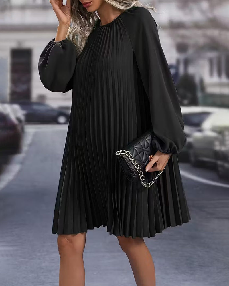 Robe Mode Couleur Unie Plissée