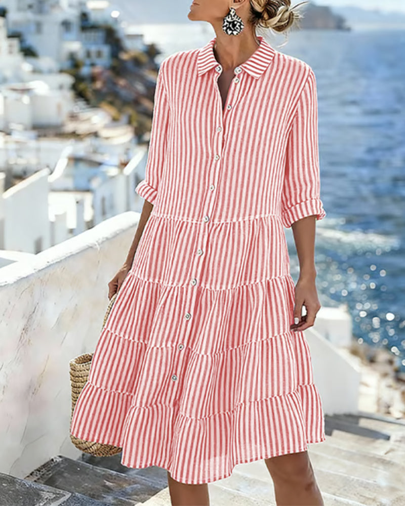 Robe Chemise À Rayures Verticales