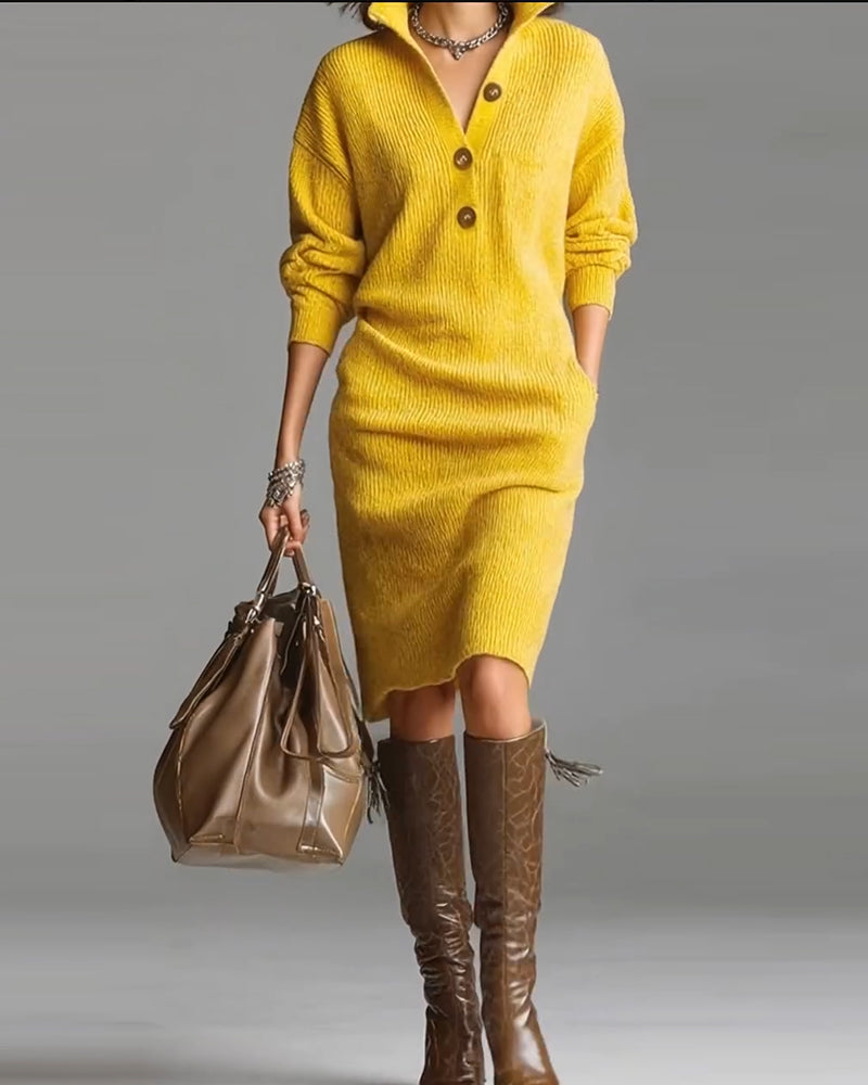Robe pull décontractée de couleur unie pour l'automne et l'hiver