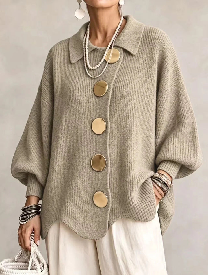 Kayda - Oversized Collared Button Cardigan