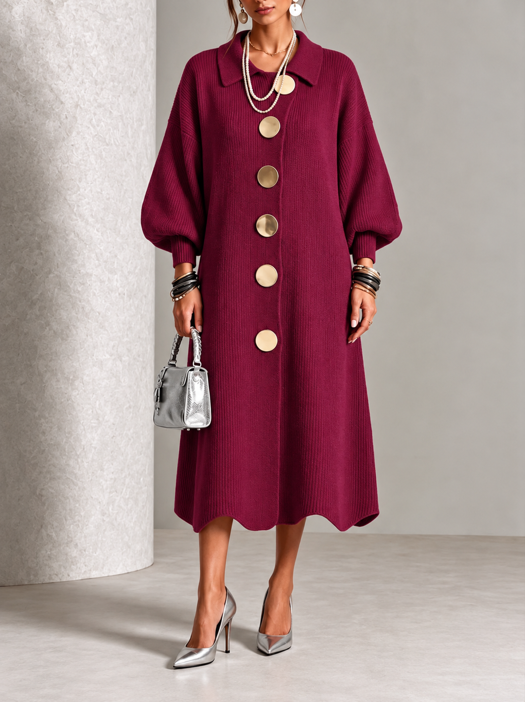 Lisa - Long Sleeve Button-Down Dress