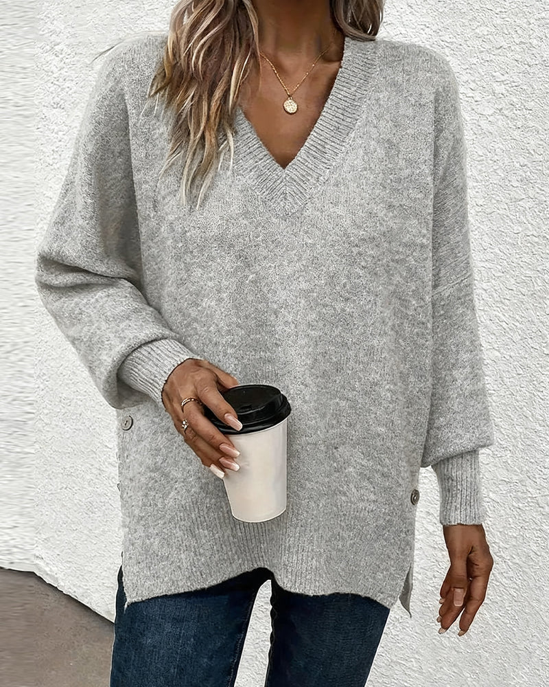 Pull Manche Lanterne Encolure En V