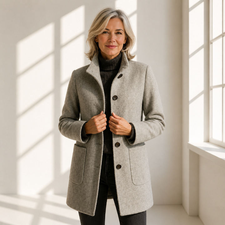 lora | Button-Front Tailored Midi Coat