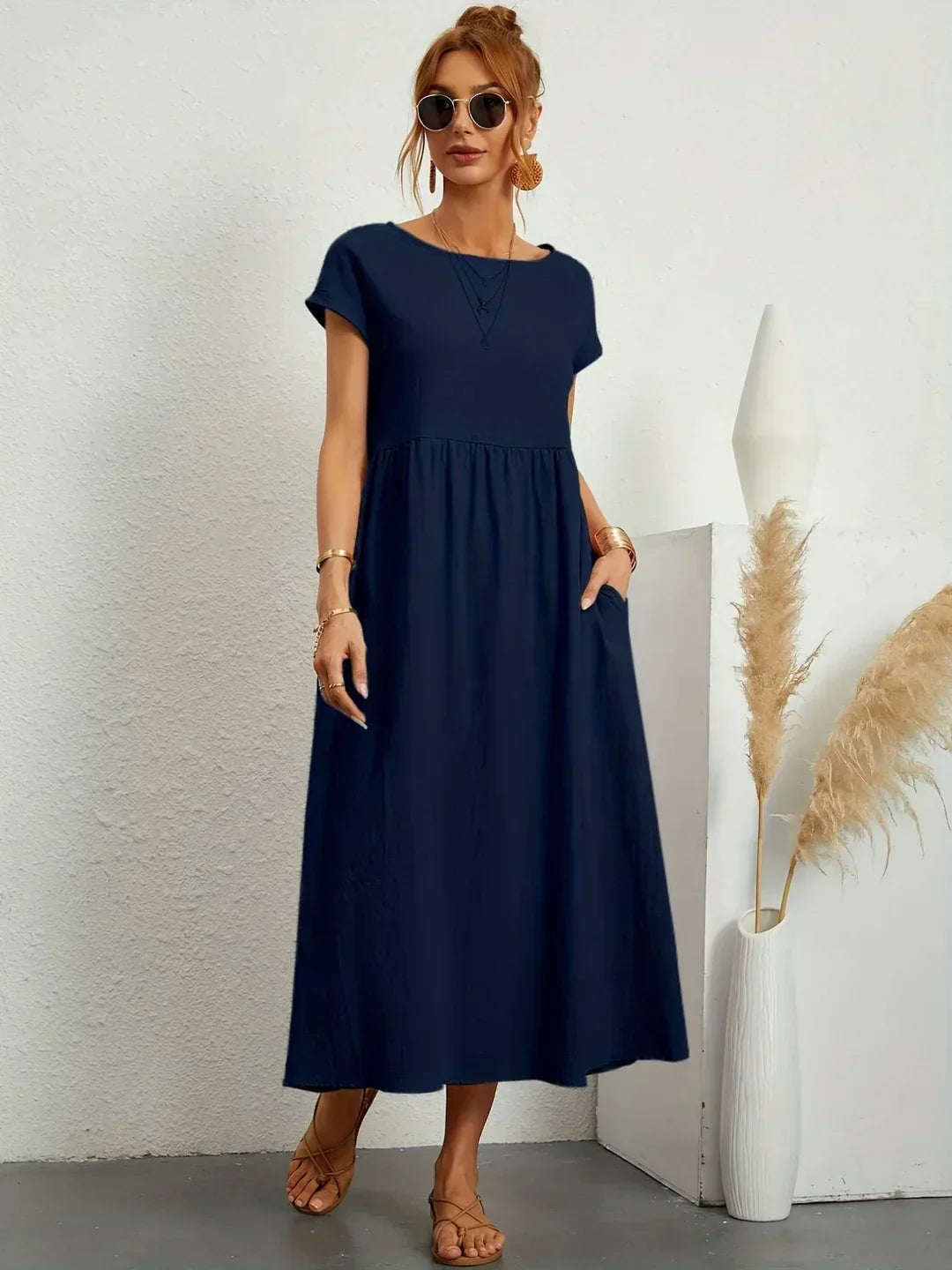 Isa — Robe midi fluide élégance intemporelle