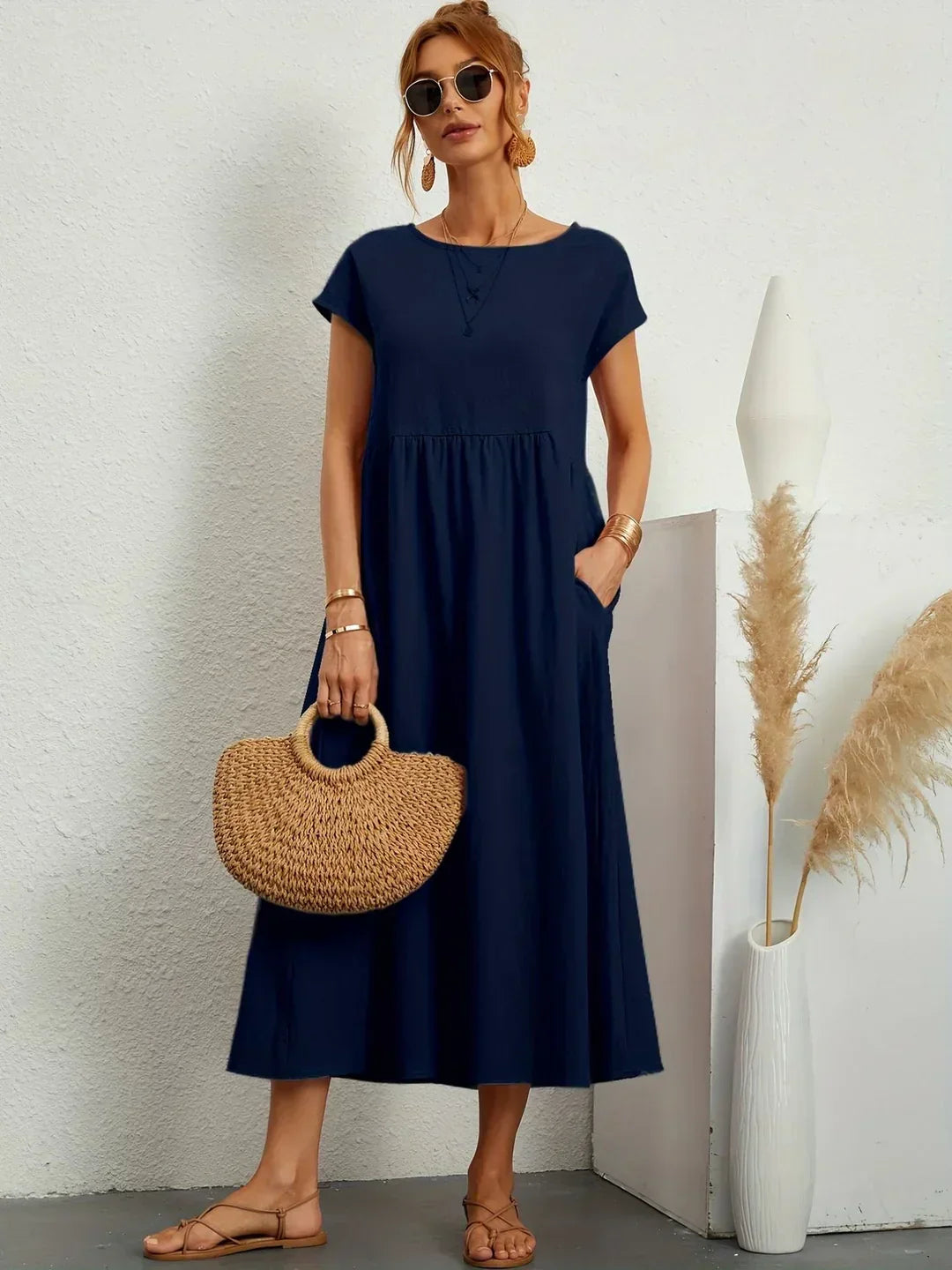 Isa — Robe midi fluide élégance intemporelle