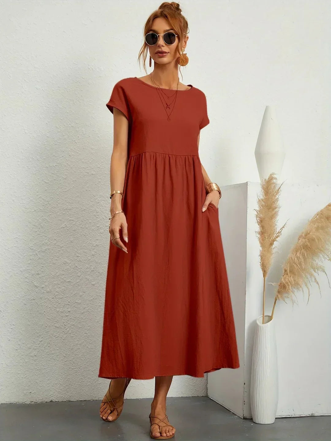 Isa — Robe midi fluide élégance intemporelle