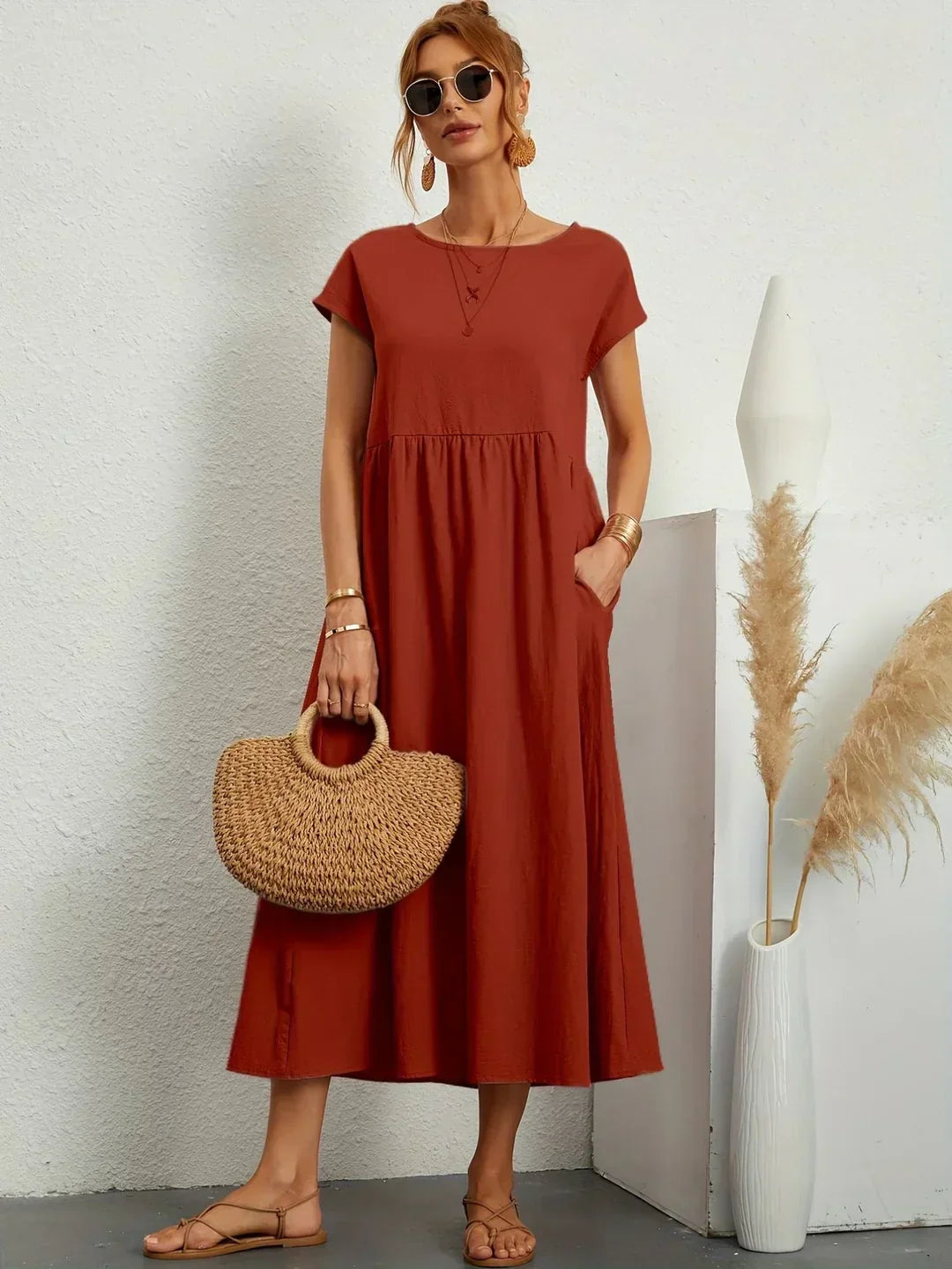 Isa — Robe midi fluide élégance intemporelle