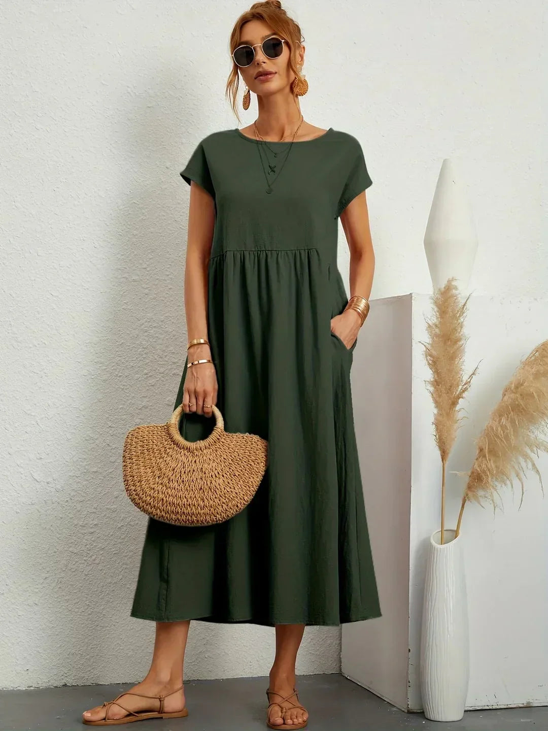 Isa — Robe midi fluide élégance intemporelle