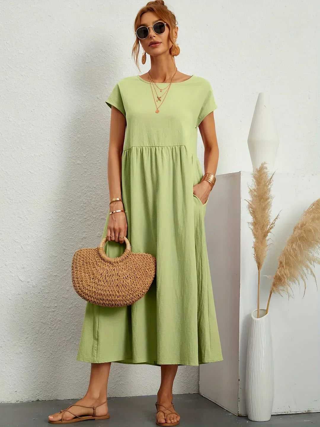 Isa — Robe midi fluide élégance intemporelle