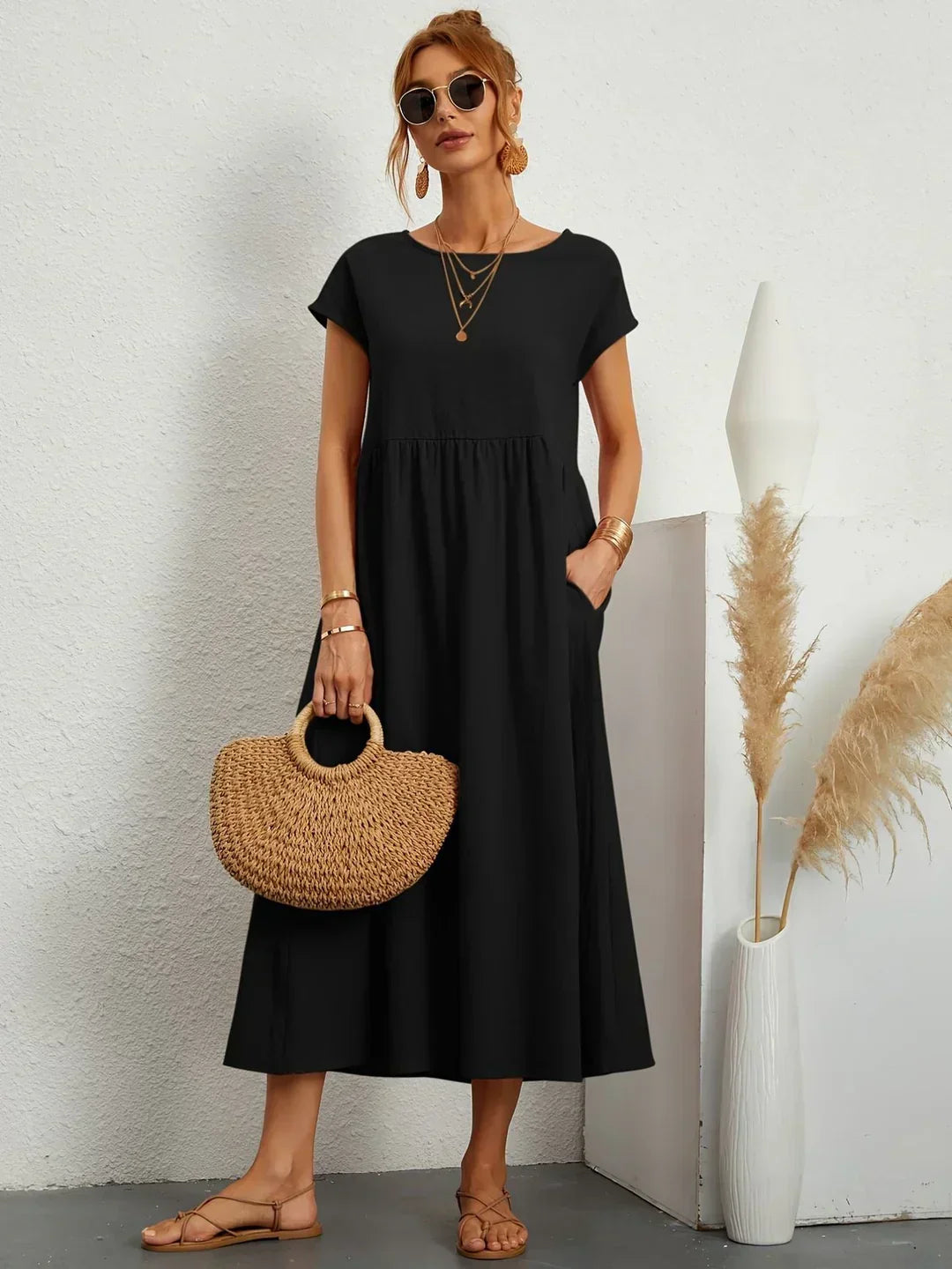 Isa — Robe midi fluide élégance intemporelle