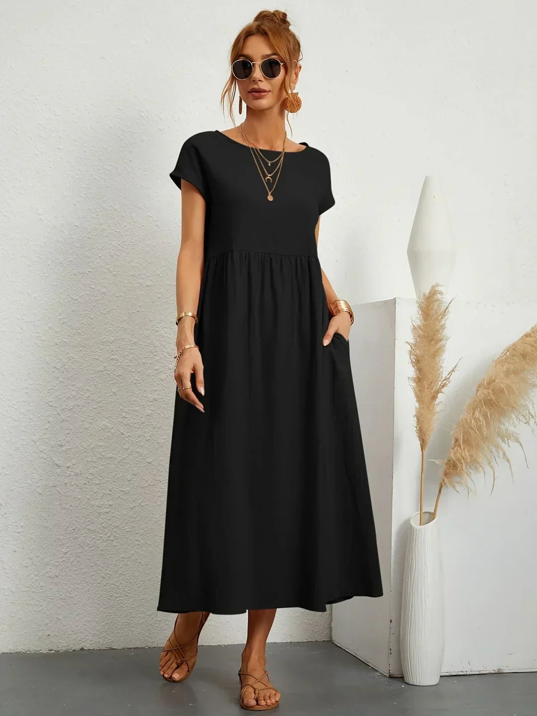 Isa — Robe midi fluide élégance intemporelle