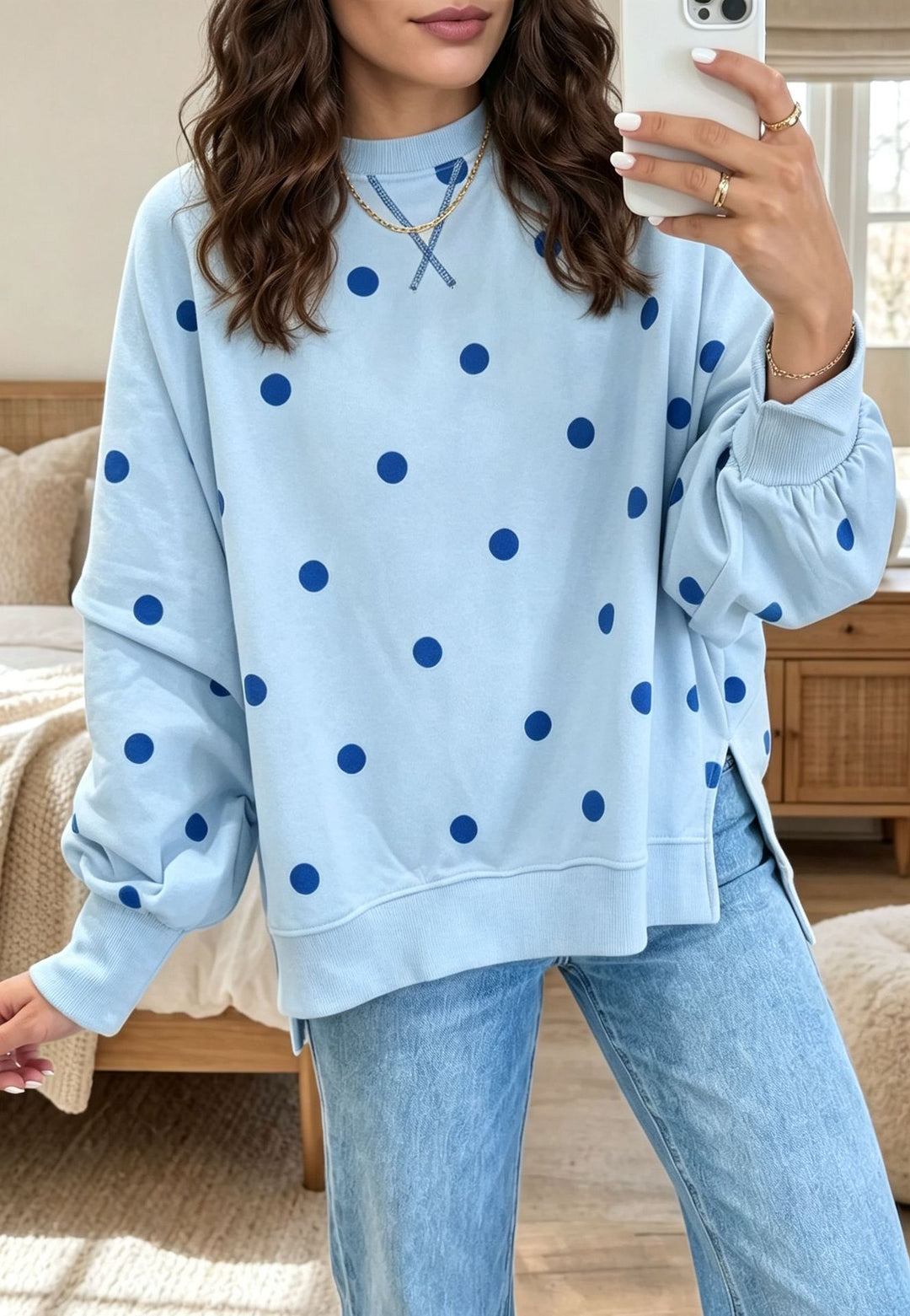 Charlotte | Chic Sunshine  Polka Dot Sweatshirt