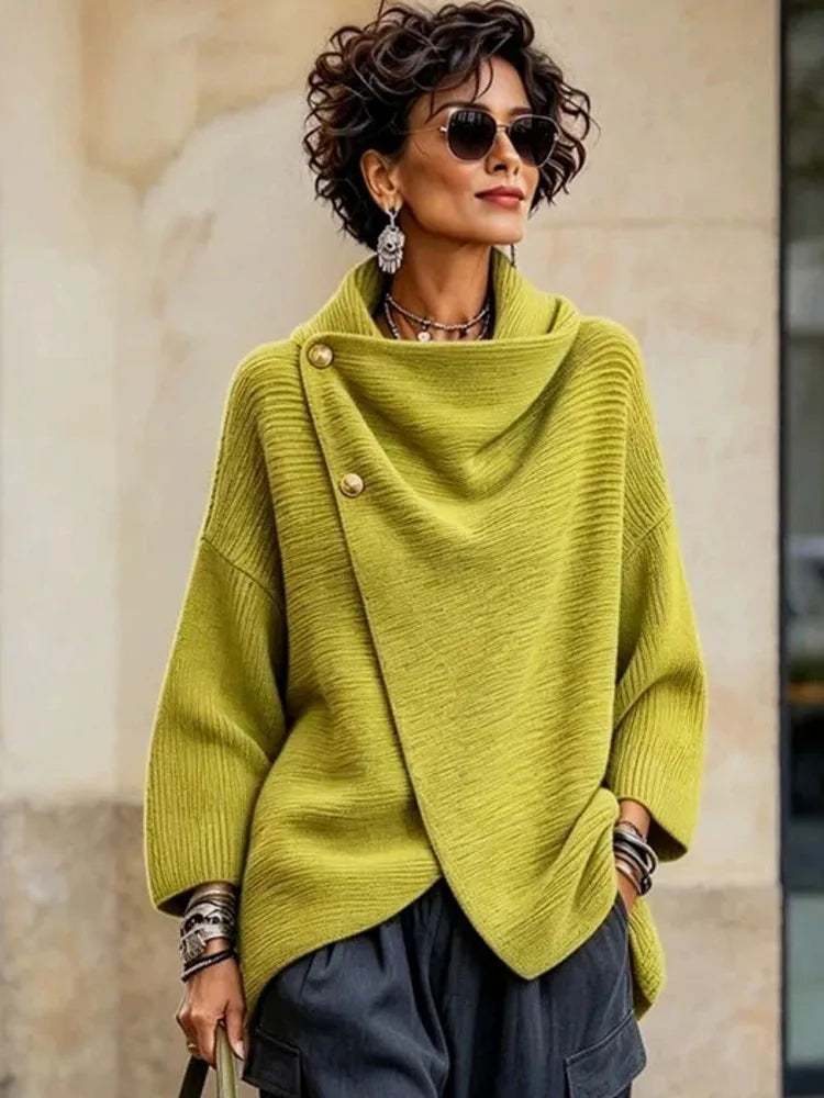 Amelia | Asymmetric Button Knit Cardigan