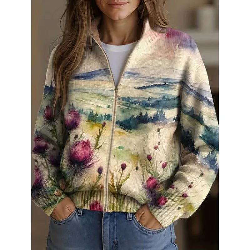 Marjorie | Wildflower Meadow Zip Cardigan