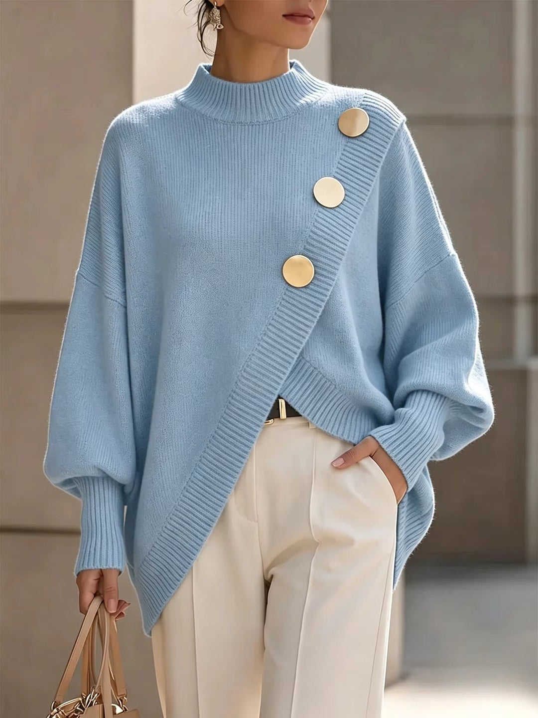 Alison - Button Detail Knit Sweater