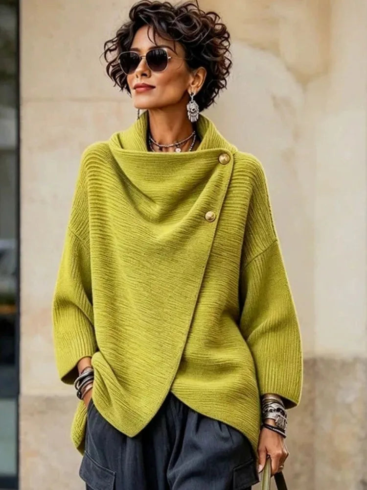 Amelia | Asymmetric Button Knit Cardigan