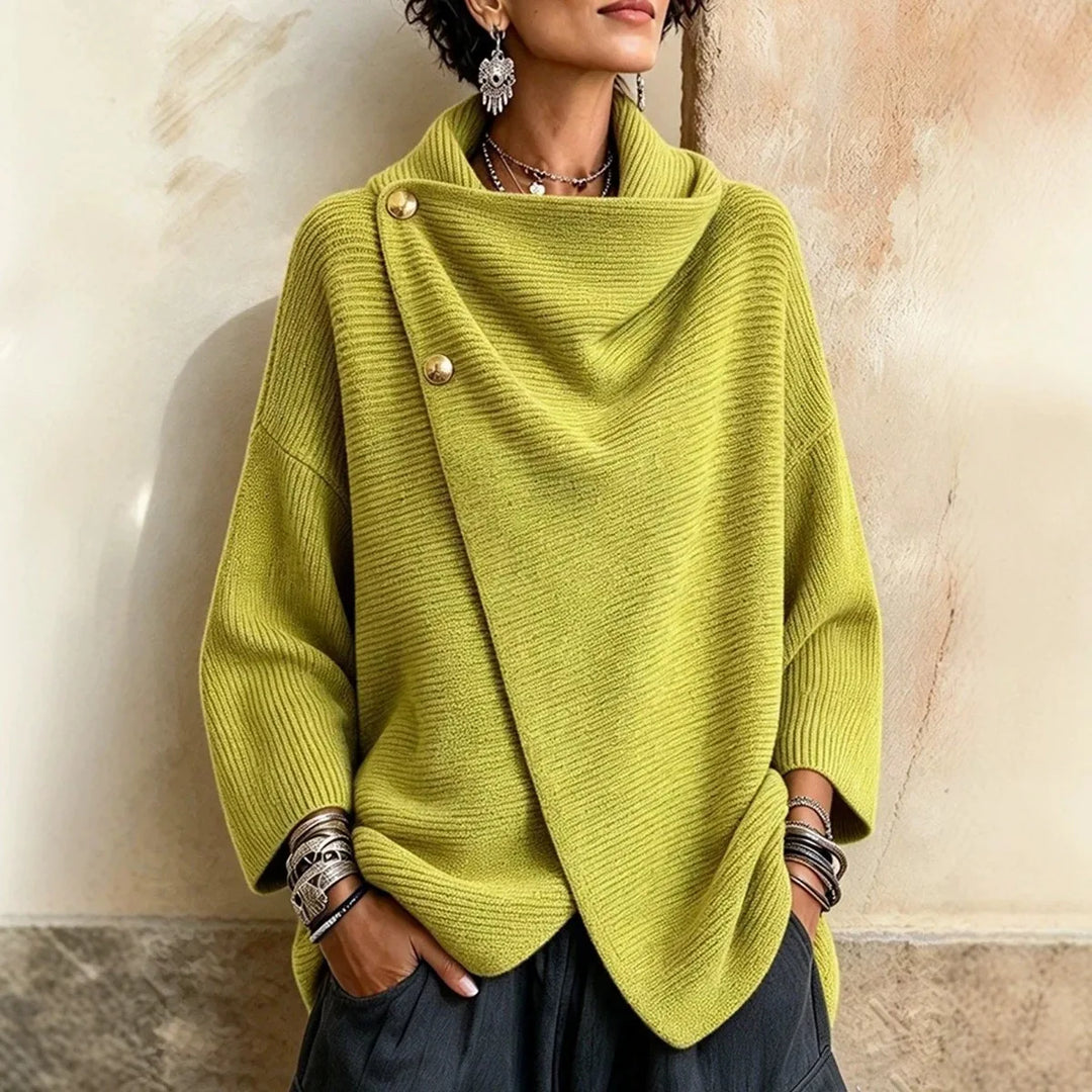 Amelia | Asymmetric Button Knit Cardigan