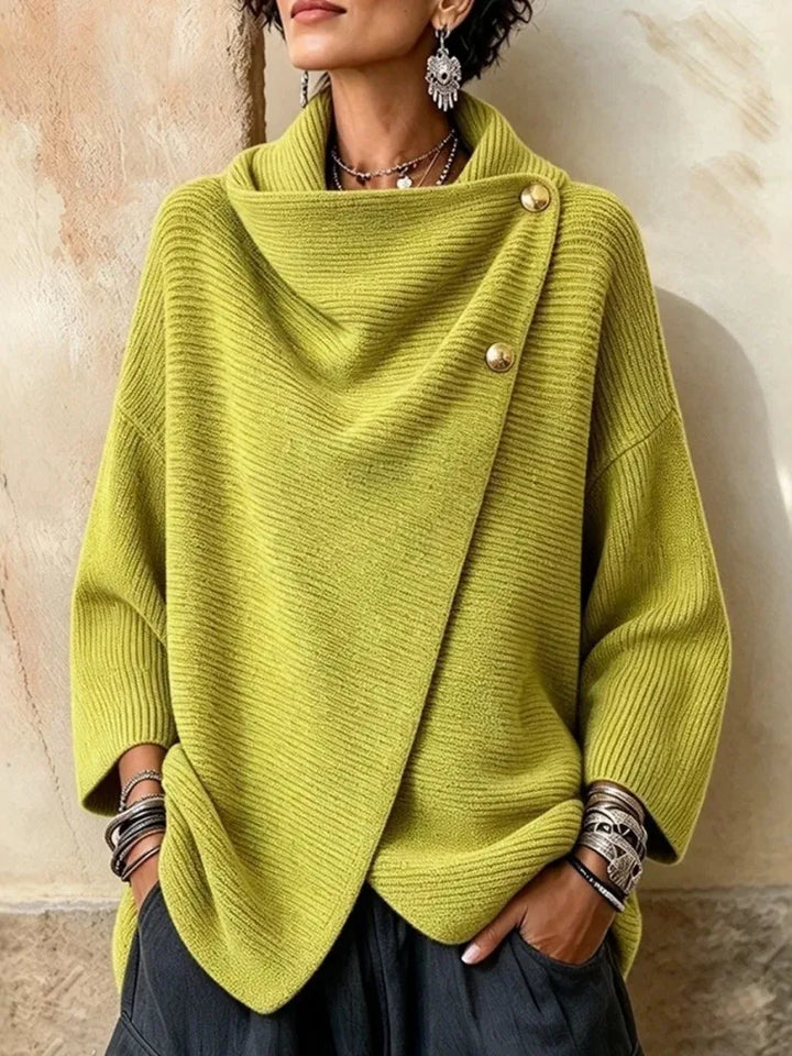Amelia | Asymmetric Button Knit Cardigan