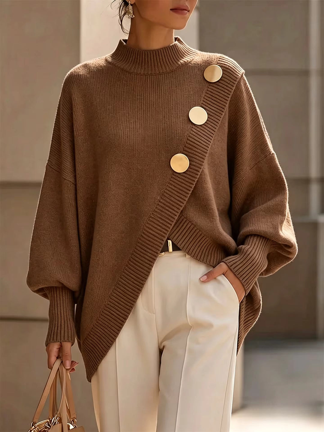 Alison - Button Detail Knit Sweater