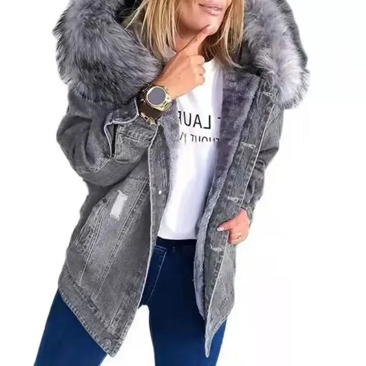 Nora | Denim Jacket with Faux Fur Collar and Fleece Lining