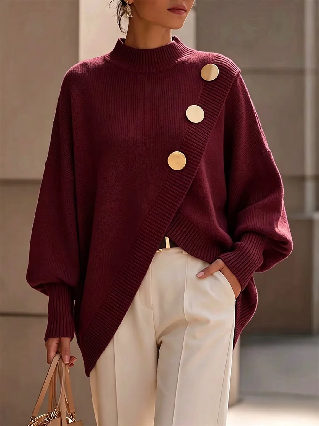 Alison - Button Detail Knit Sweater