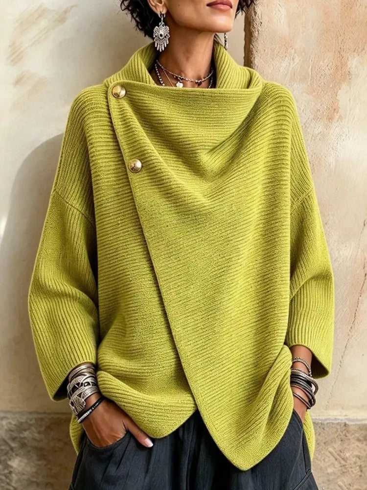 Amelia | Asymmetric Button Knit Cardigan