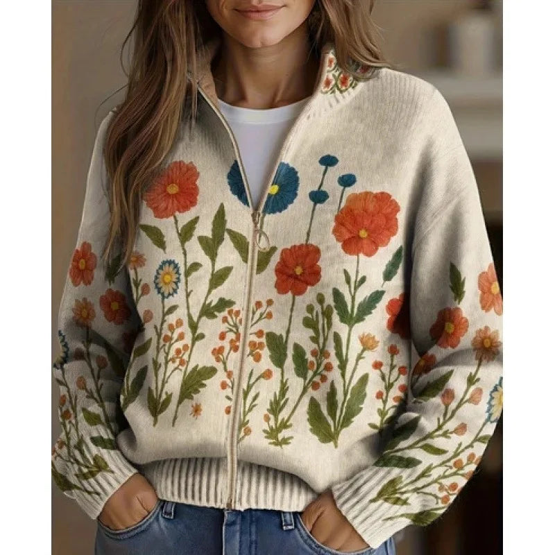 Marjorie | Wildflower Meadow Zip Cardigan