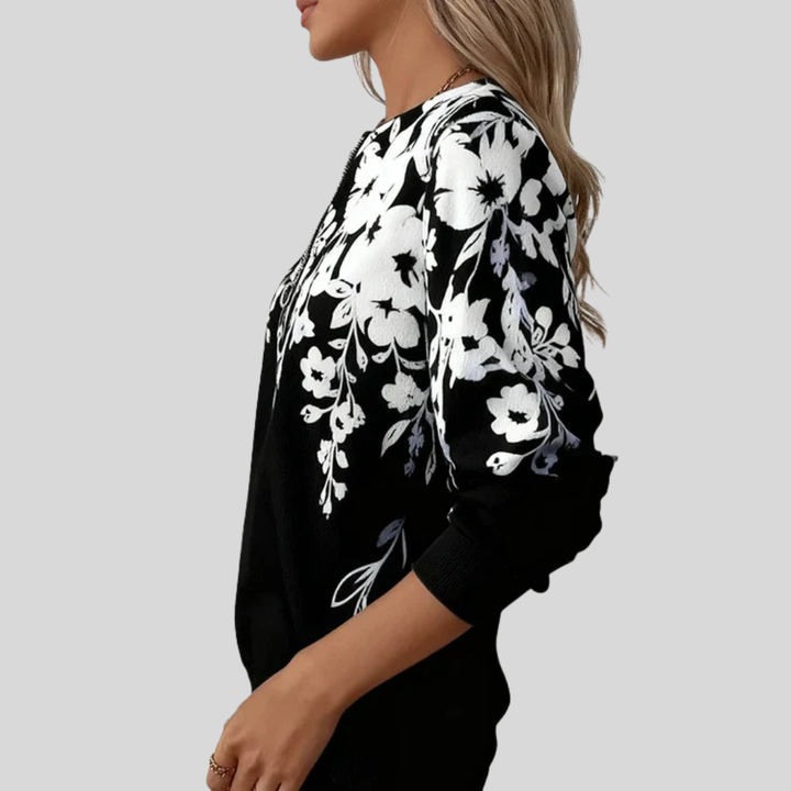 Charlie | Floral Print Zip Sweatshirt