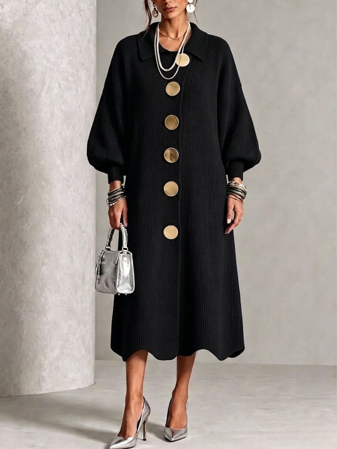 Lisa - Long Sleeve Button-Down Dress