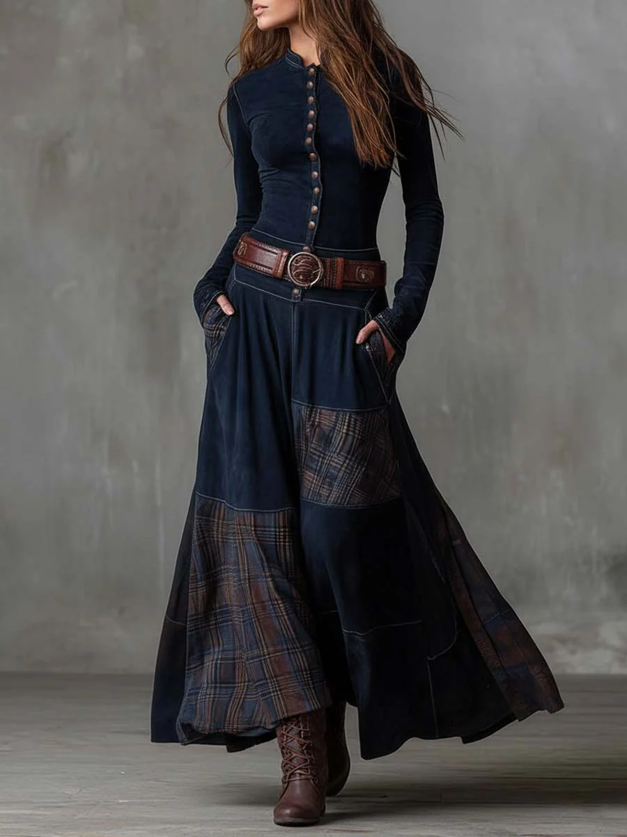 Elise | Suedette Maxi Dress with Belt