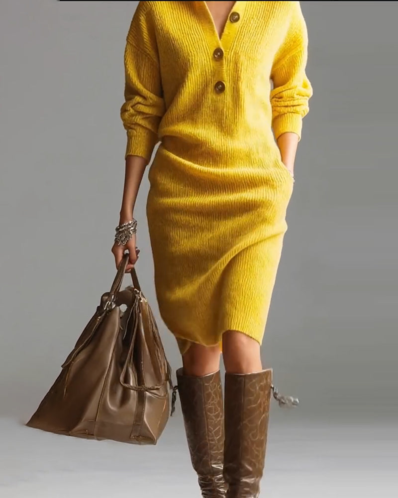 Robe pull décontractée de couleur unie pour l'automne et l'hiver