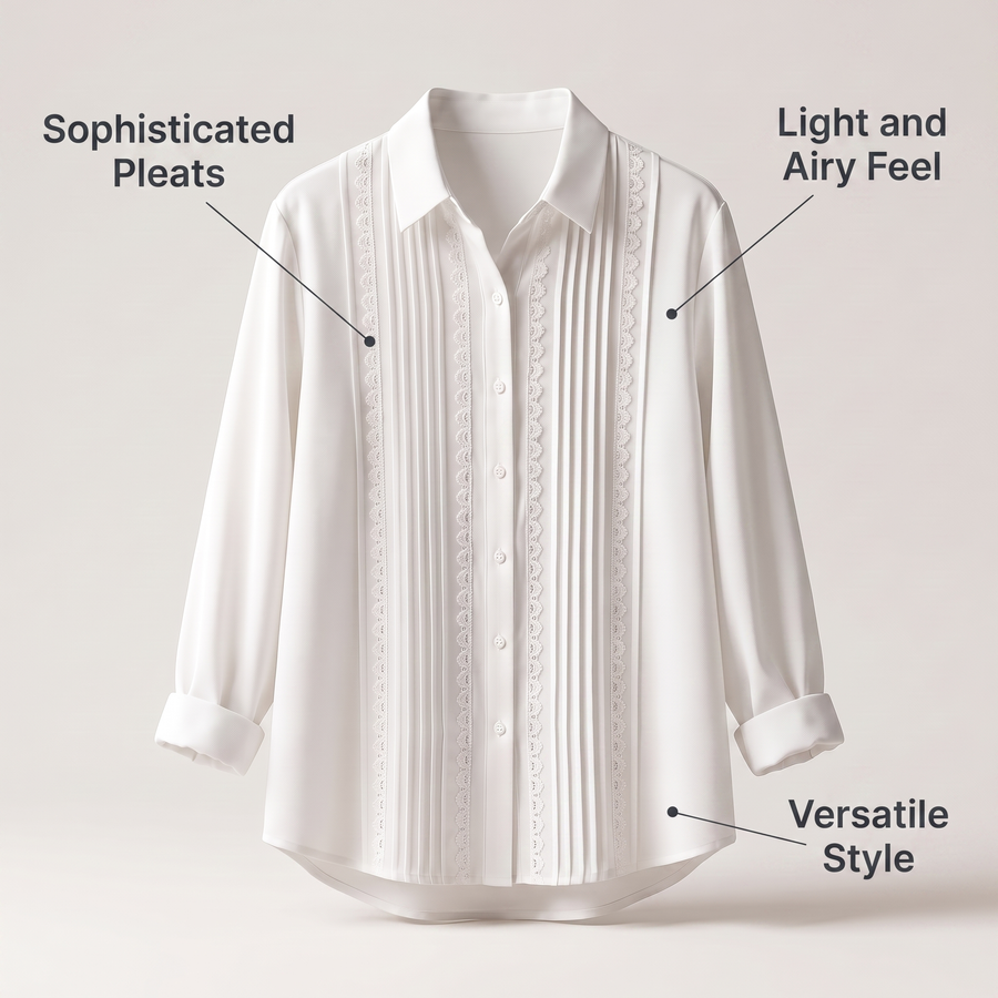 AMELIA PLEATED LACE TOP