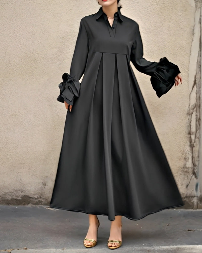 Robe Mode Col Chemise Évasé