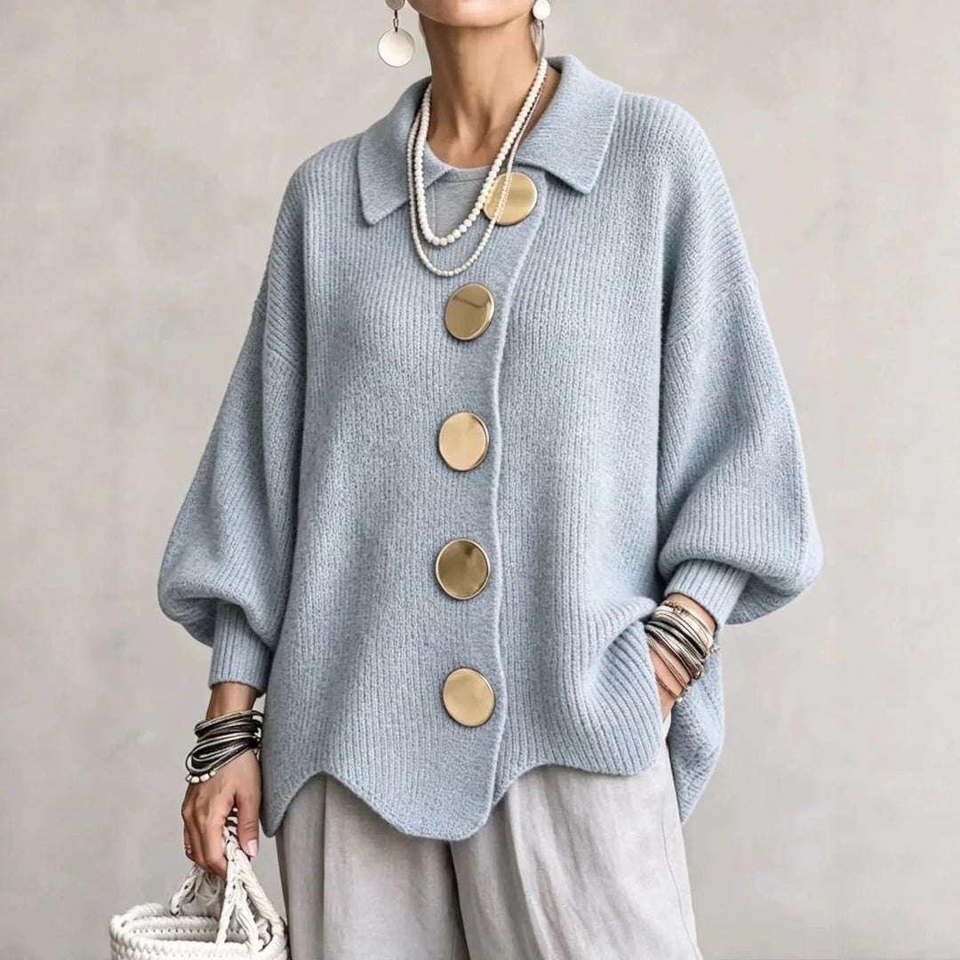 Kayda - Oversized Collared Button Cardigan
