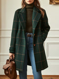 Adeline | Plaid Tweed Lapel Long-Sleeve Coat for Women