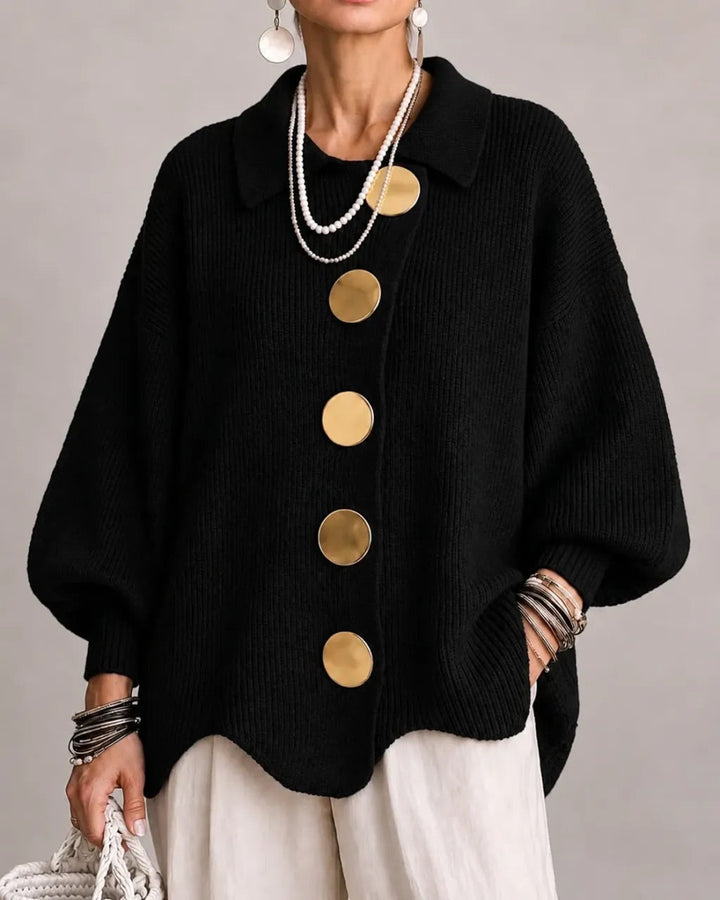 Kayda - Oversized Collared Button Cardigan