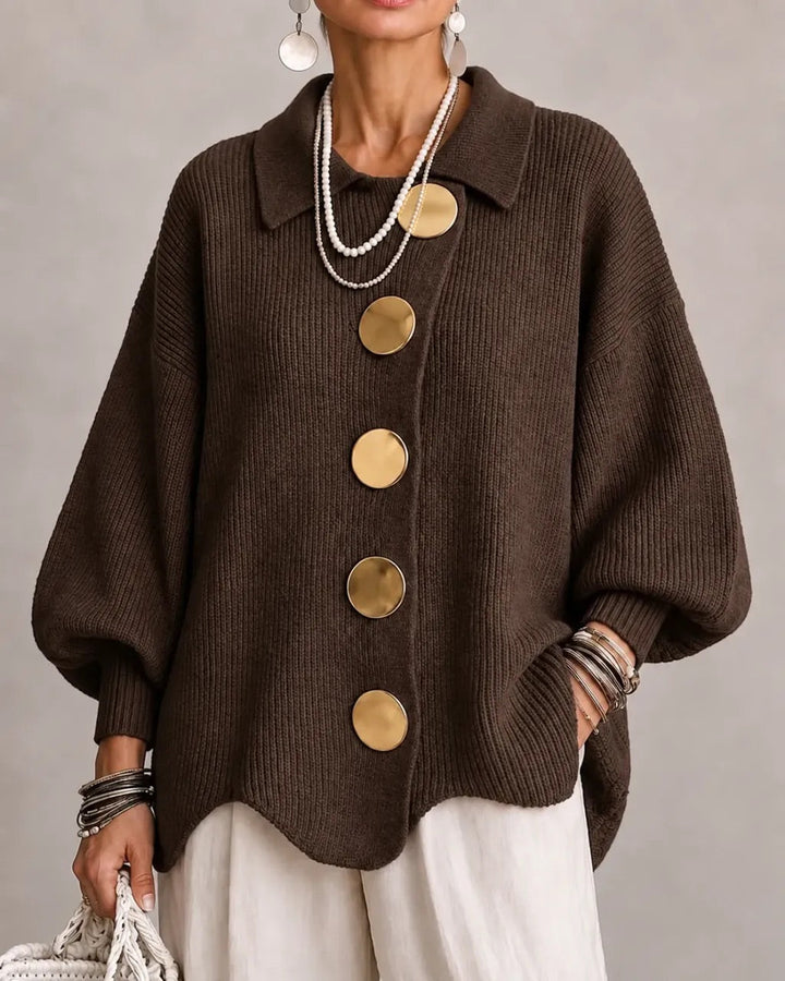 Kayda - Oversized Collared Button Cardigan