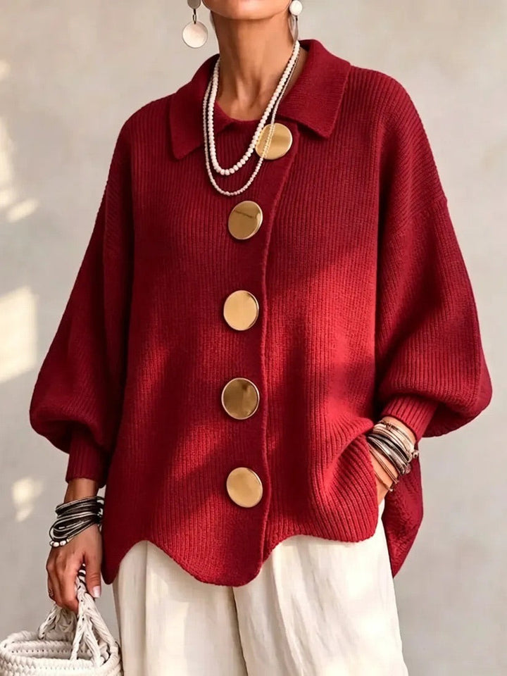 Kayda - Oversized Collared Button Cardigan